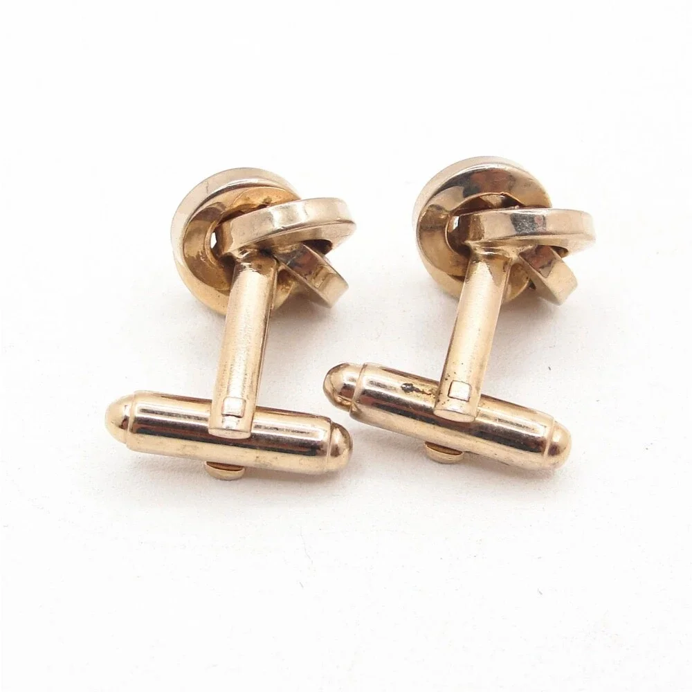 Vintage Gold Tone Love Knot Cufflinks Classic Men's Formal Swirl Wedding Groom